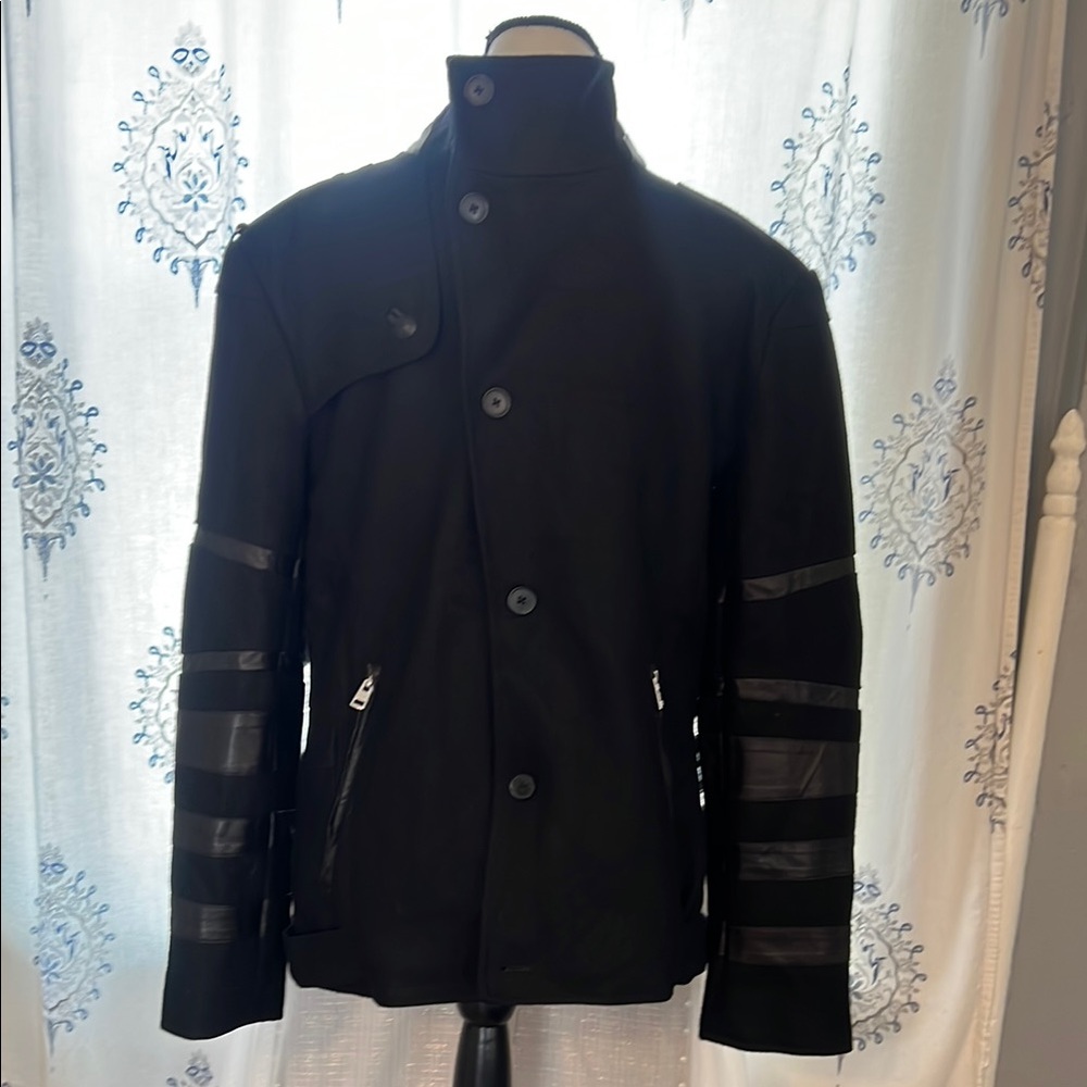 Jack & Jones Black Military Field Coat with Epaulettes